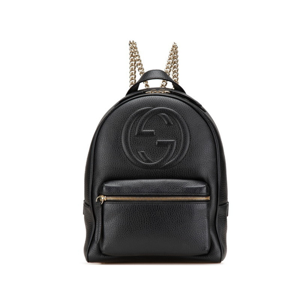 Gucci Interlocking Leather Black Backpack Gg Soho - image 2